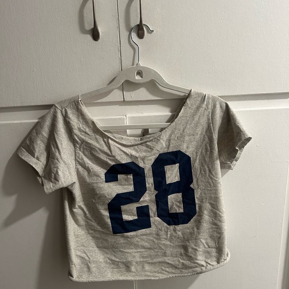Brandy Melville Gray Top with Blue Print